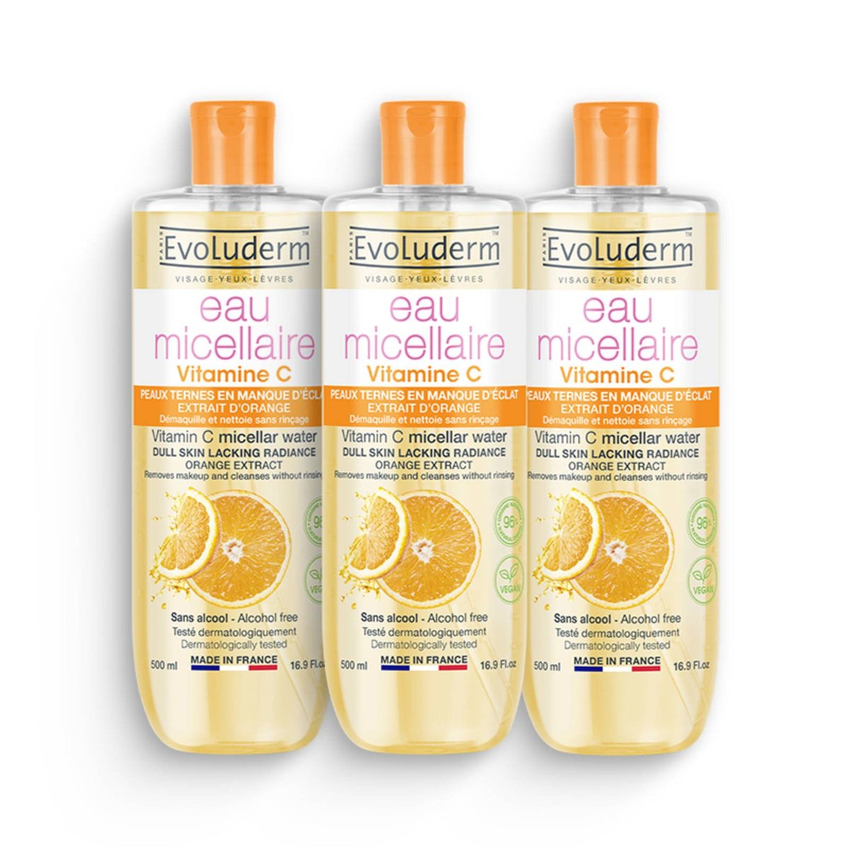 Lote de 3 aguas micelares con vitamina C de 500 ml