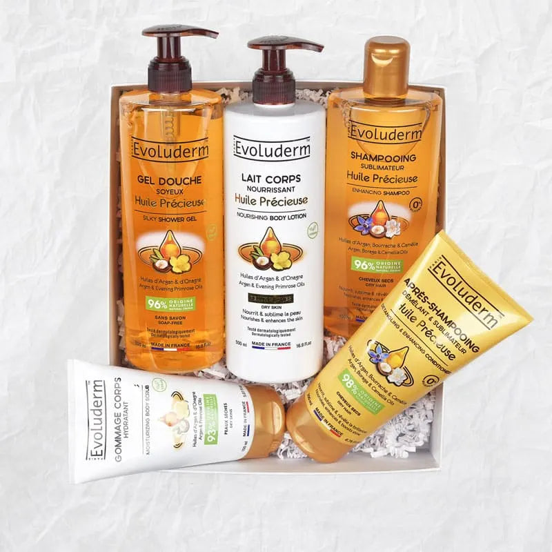 Set «Sedoso para cuerpo y cabello» con aceite precioso