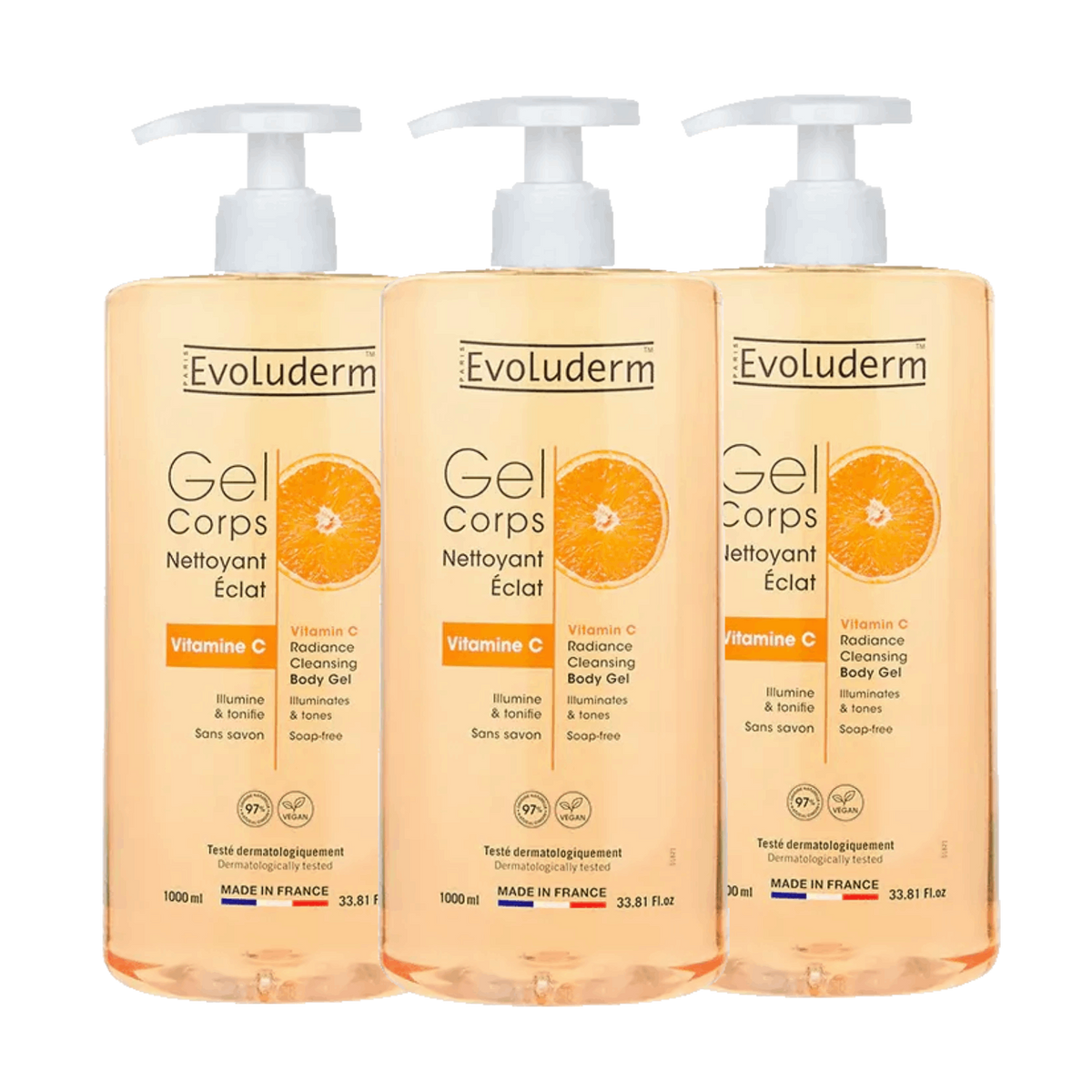 Set of 3 Vitamin C Radiance Body Cleansing Gels, 1000 ml
