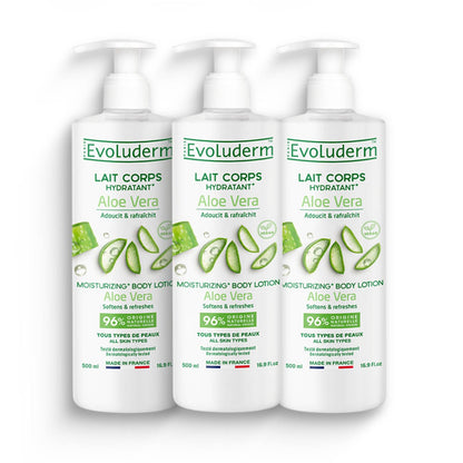 Lote de 3 leches corporales hidratantes con aloe vera