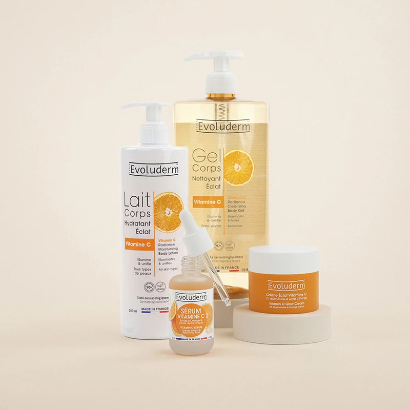 Rutina de 4 productos para el rostro y el cuerpo con vitamina C