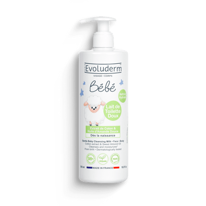 Leche limpiadora suave para el rostro y el cuerpo del bebé